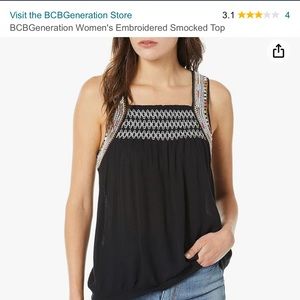 NWT BCBGeneration Women's Embroidered Smocked Top